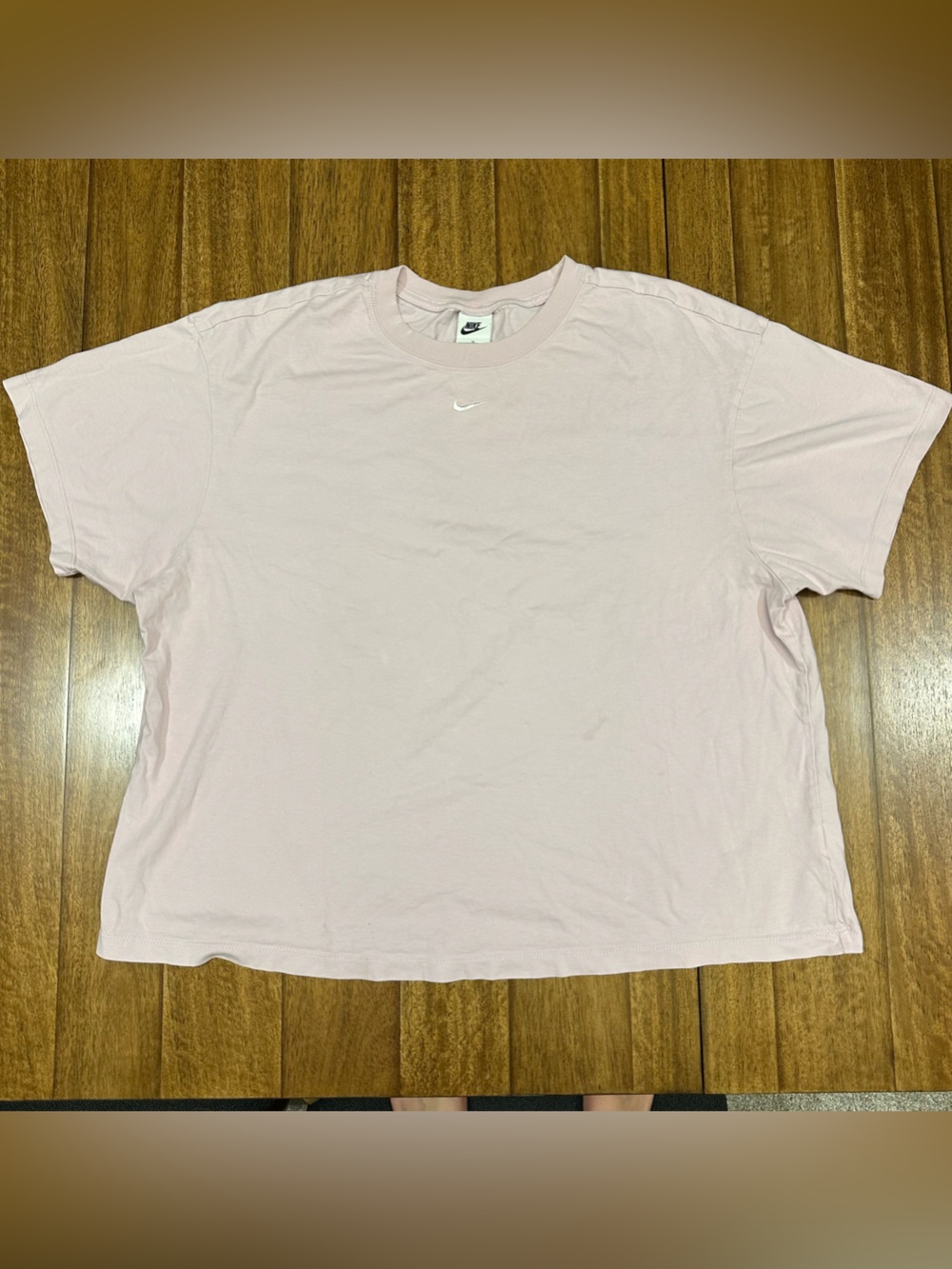 Nike Cotton Knit Logo Tee Pink Solid Crew Neck Short Sleeve 1X DM5123-530